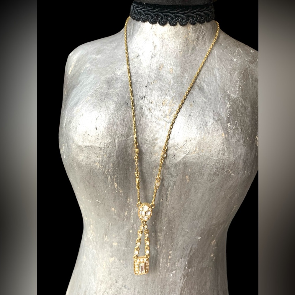 GIVENCHY Designer Gold Plated Cubic Zirconia Crystal Woman’s Necklace Luxury - Picture 9 of 12